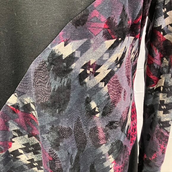 Simon Chang Mixed Knit Floral Cowl‎ Neck Long Sleeve Dress Black Pink Womens 6 - Picture 4 of 14